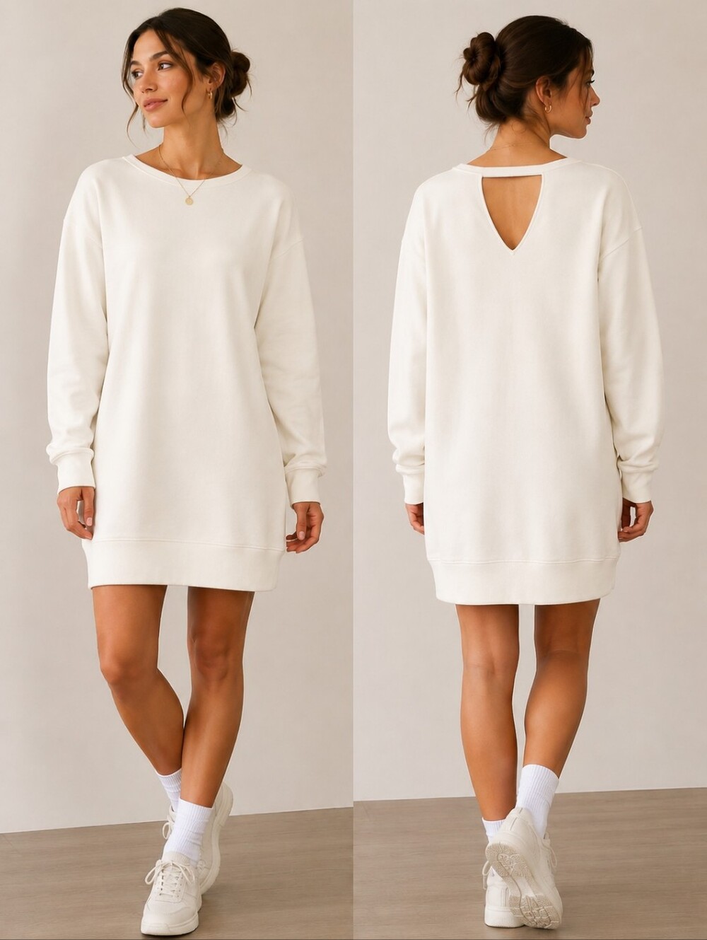 GAP CREAM OPEN BACK SWEATSHIRT TUNIC DRESS SIZE XS